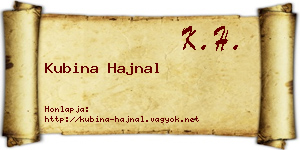 Kubina Hajnal névjegykártya